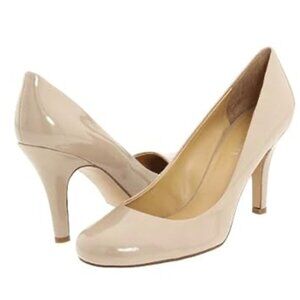 Nine West Nude Patent Pumps Rounded Toe - Size 6.5